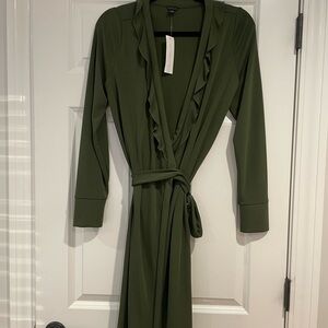 Anne Taylor Olive Green Wrap Dress - 8